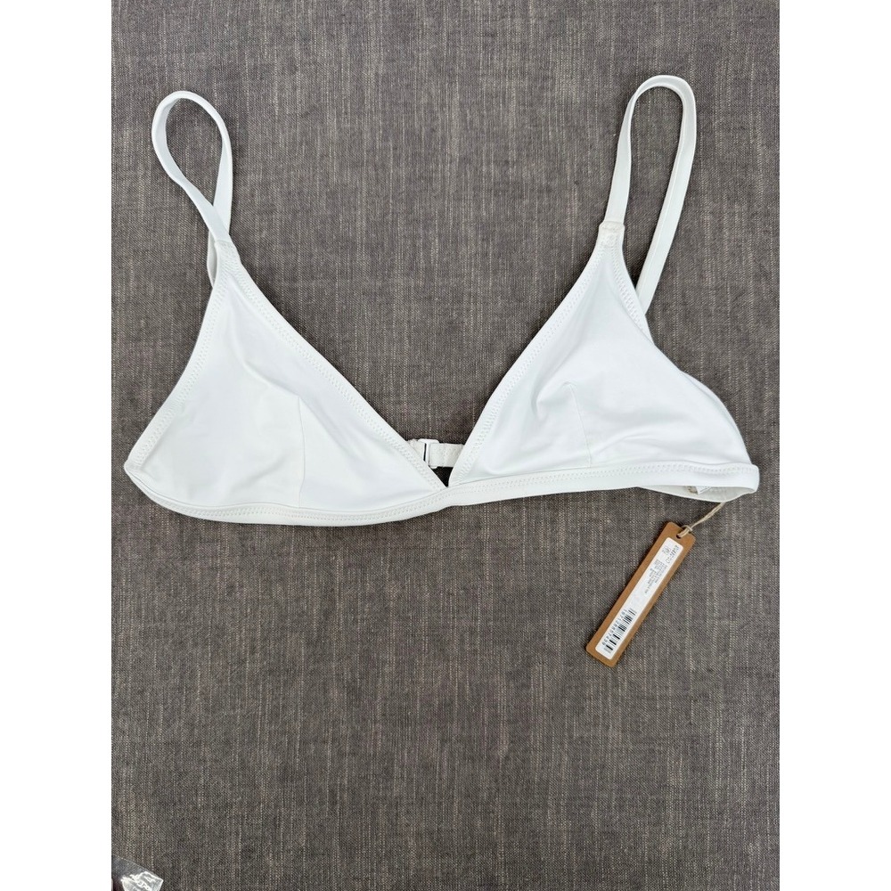 SKIMS Recycled Swim Adjustable Triangle Top Snow White Bikini Top Size M NWT